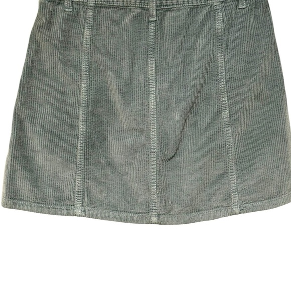 American Eagle High Rise A Line Zip Front Y2K Corduroy Blue Gray Mini Skirt - Picture 9 of 11